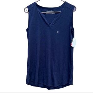 NWT Eddie Bauer Size Small Semi-Sheer Navy Wide Strap Tank Athletic Sporty